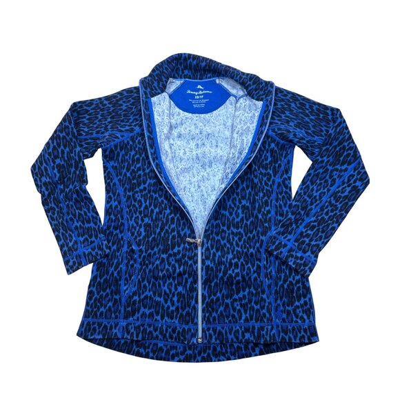 Tommy Bahama Women’s Blue Animal Print Full Zip Knit Jacket Size XS - Picture 4 of 6